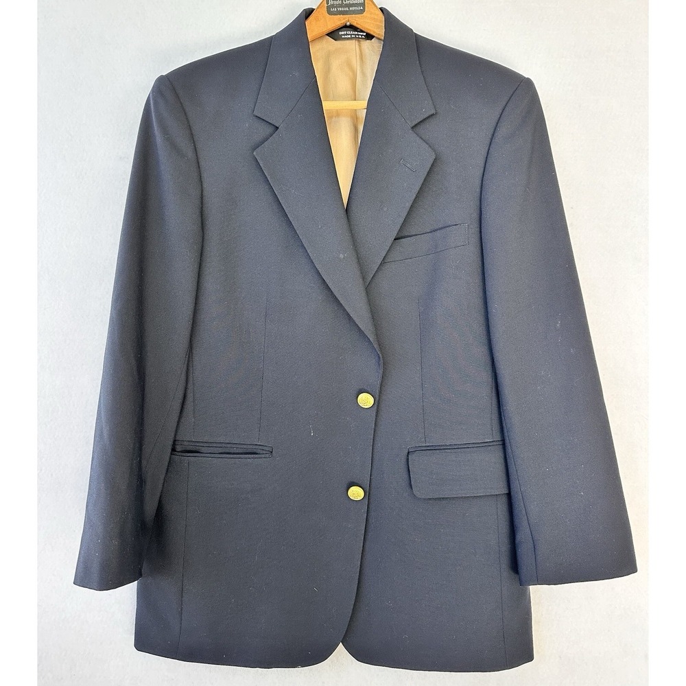 TravelSmith Blazer Sport Jacket Lined Business Travel Navy Zip Pocket Men's L 42